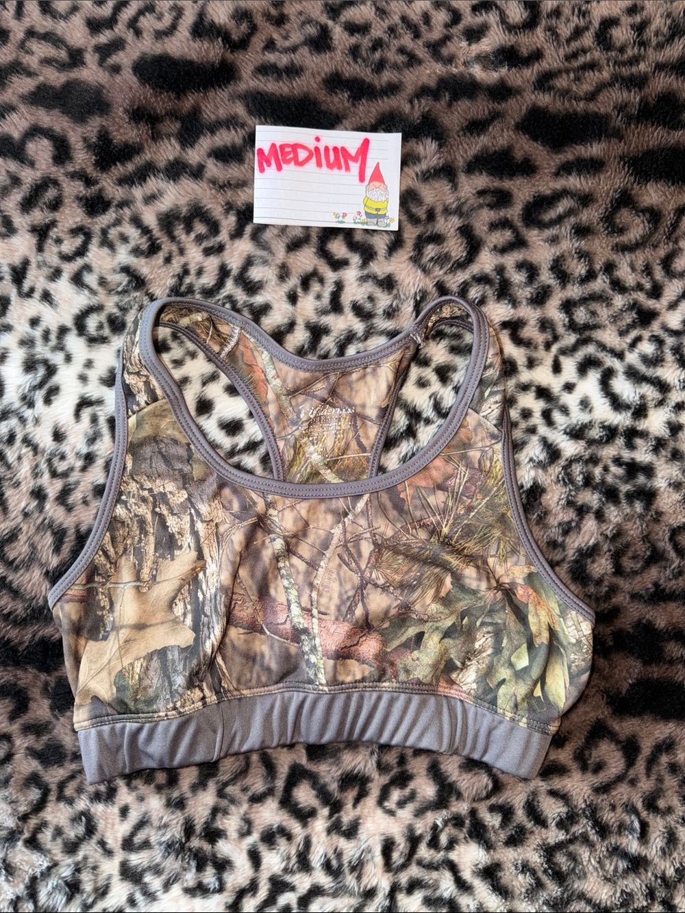 Camo Sports Bra - Brown/Green Woodland Print